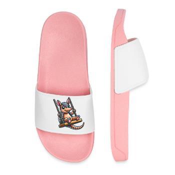 Funny Armadillo Swing Cartoon Playground - Women’s Pool Sliders - light pink - Front
