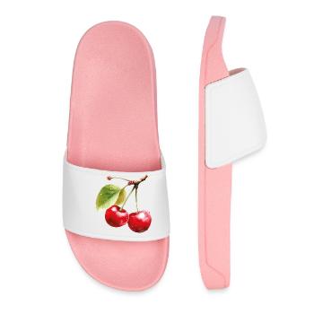 Cherries on leaves - Women’s Pool Sliders - light pink - Front