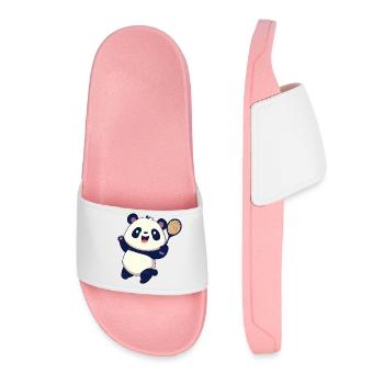 L’ours panda joue au badminton et rit - Claquettes Femme - rose clair - Devant