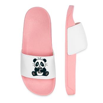 Caffeine Panda: From Morning Grouch to Early Riser - Women’s Pool Sliders - light pink - Front