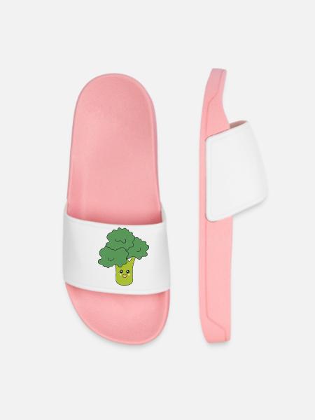 Kawaii Brokkoli Gemüse vegan - Frauen Badelatschen - Hellrosa