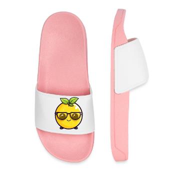 Kawaii Lemon avec lunettes Nerd - Design mignon - Claquettes Femme - rose clair - Devant