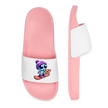 Cool alien with wool hat snowboarder - Women’s Pool Sliders - light pink - Front