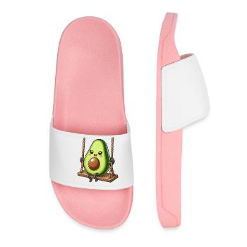 Süße Avocado schaukeln Spielplatz Cartoon Comic - Frauen Badelatschen - Hellrosa - Vorne