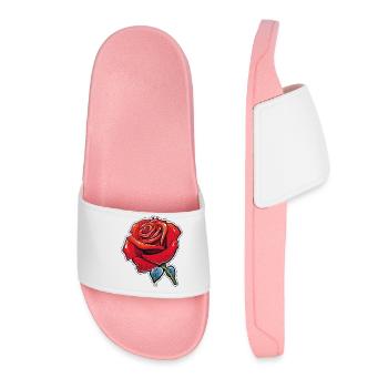 Rose Red Cartoon Rose Dew - Women’s Pool Sliders - light pink - Front