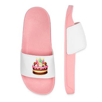 Birthday cake with candles - Women’s Pool Sliders - light pink - Front