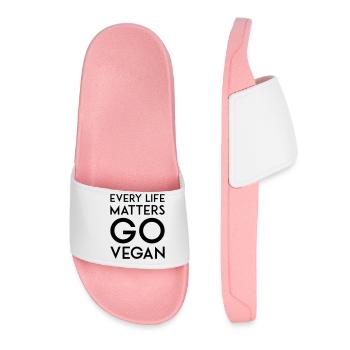 EVERY LIFE MATTERS GO VEGAN - Frauen Badelatschen - Hellrosa - Vorne
