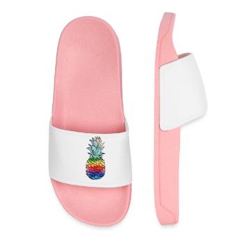 Rainbow Pineapple Pineapple Shirt - Women’s Pool Sliders - light pink - Front