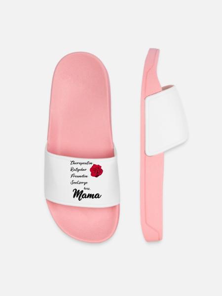 Muttertags Rose, Mama ich liebe dich - Frauen Badelatschen - Hellrosa