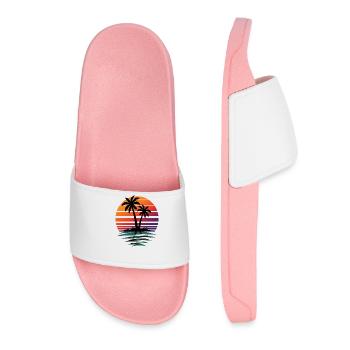 Palme Retro-Geschenk - Natur-Liebhaber-Geschenk - Frauen Badelatschen - Hellrosa - Vorne