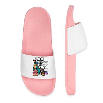 I Am 9 | Dinosaur Birthday Shirt | - Women’s Pool Sliders - light pink - Front