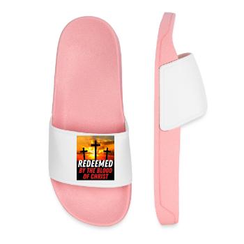 Redeemed By The Blood Of Christ - Christian Quote - Women’s Pool Sliders - light pink - Front