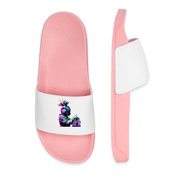 EDM Music Rave Festival Pineapple Techno - Women’s Pool Sliders - light pink - Front