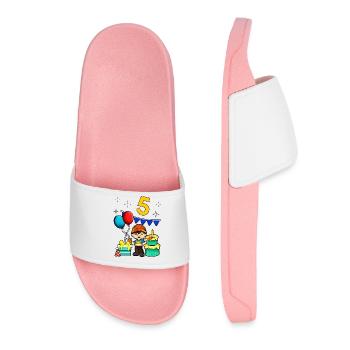 Avec ouvrier de la construction - anniversaire des garçons 5 ans - Claquettes Femme - rose clair - Devant