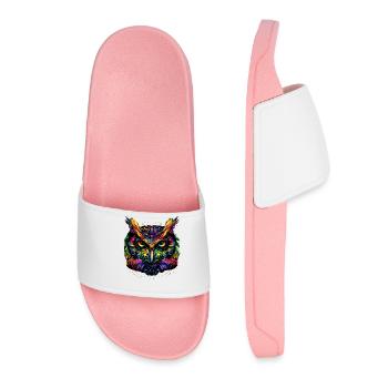 Owl Colorful Rainbow Colors Pop Art Owl Eagle Owl Owls - Women’s Pool Sliders - light pink - Front