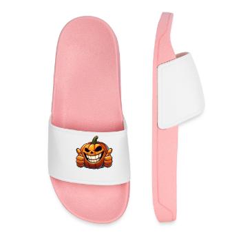 Halloween, citrouille, horreur, sourire, pouces vers le haut - Claquettes Femme - rose clair - Devant