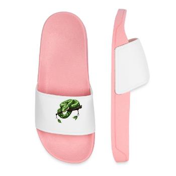 Green Tree Python Snakes Lover Terrarium - Women’s Pool Sliders - light pink - Front