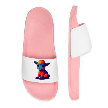 WPAP Polygon Kawaii Style Baby Sheep Lamb - Women’s Pool Sliders - light pink - Front