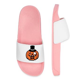 Vornehmer Kürbis Zylinder Monokel Halloween reich - Frauen Badelatschen - Hellrosa - Vorne