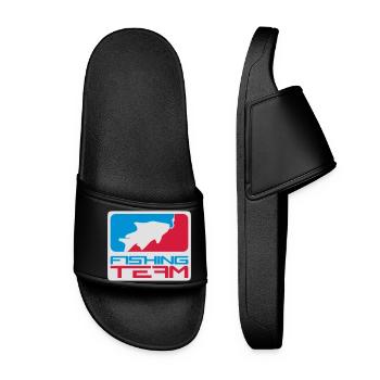 fishing team sport logo rot blau gefangen fisch an - Frauen Badelatschen - Schwarz - Vorne