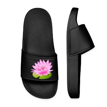 shining water lily - inspiration for great artists - Women’s Pool Sliders - black - Front