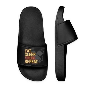 Eat. Sleep. Drum. Repeat. - Women’s Pool Sliders - black - Front