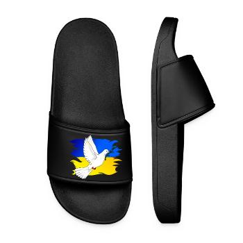 Drapeau de l’Ukraine aux couleurs nationales et colombe de la paix - Claquettes Femme - noir - Devant