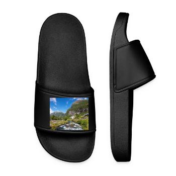 Geiranger panorama Storseterfossen Norway - Women’s Pool Sliders - black - Front