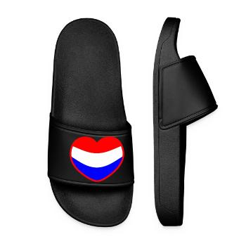 Das Herz der niederländischen Flagge Die Niederlande - Frauen Badelatschen - Schwarz - Vorne