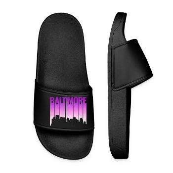 Baltimore Skyline Gradient - Women’s Pool Sliders - black - Front
