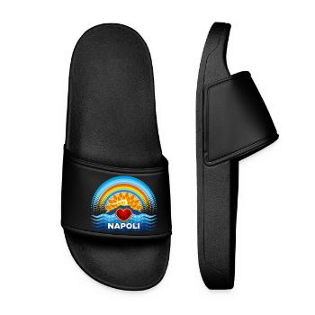 Naples Coeur Vésuve Soleil et Arc-en-ciel - Claquettes Femme - noir - Devant