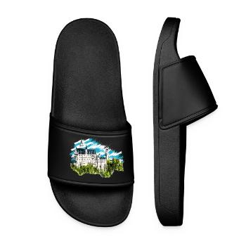 Schloss Neuschwanstein - Frauen Badelatschen - Schwarz - Vorne