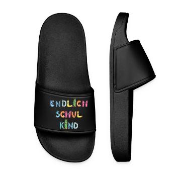 Monster Kids Endlich Schulkind Einschulung - Frauen Badelatschen - Schwarz - Vorne