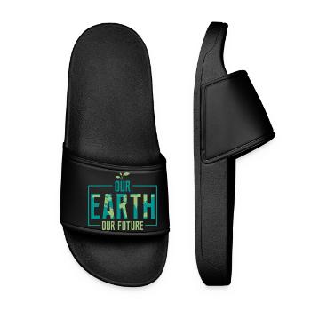 Our Earth Our Future Earth Day Environmental Plane - Frauen Badelatschen - Schwarz - Vorne