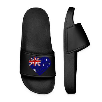 Australische Flagge Herz Design - Frauen Badelatschen - Schwarz - Vorne