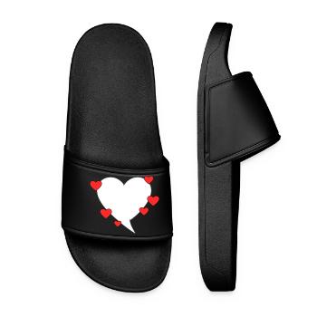 Speech bubble with hearts - Women’s Pool Sliders - black - Front
