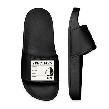 Geological Sample Fossils Collector Label - Women’s Pool Sliders - black - Front