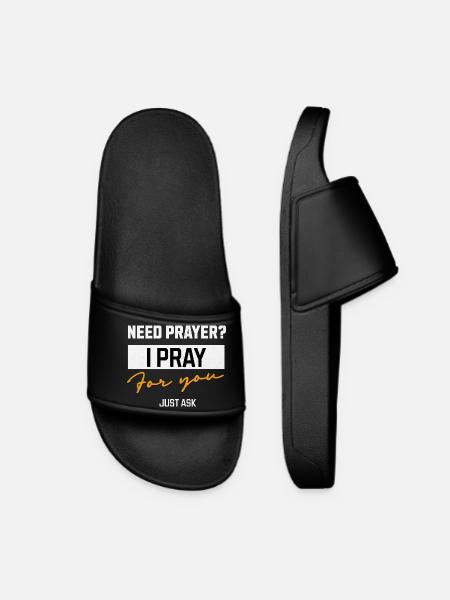 I Pray for You Prayer Message - Women’s Pool Sliders - black