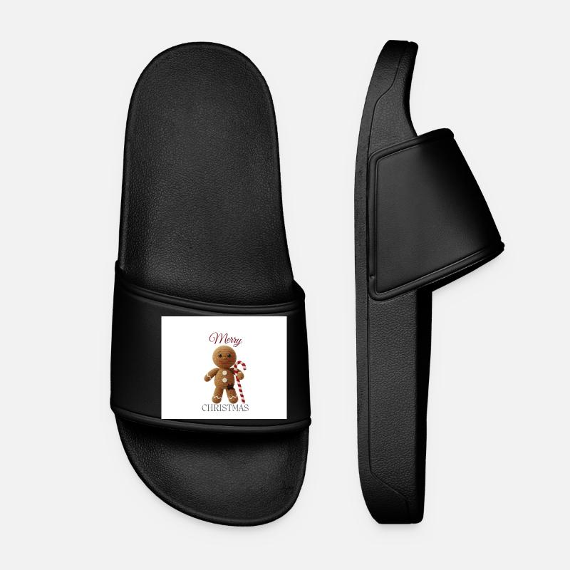 Gingerbread man with candy cane - Women’s Pool Sliders - black