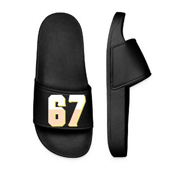 6 7 – Trendy minimalist text design, - Women’s Pool Sliders - black - Front