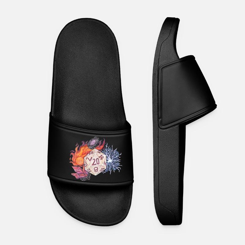 RPG Tabletop D20 Dice Gift Magician - Women’s Pool Sliders - black