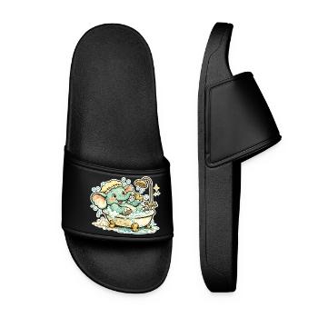 Little elephant in the bathroom shower fun - Women’s Pool Sliders - black - Front