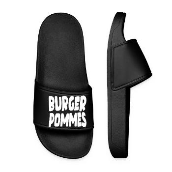 Burgerpommes Fast Food Liebe - Frauen Badelatschen - Schwarz - Vorne