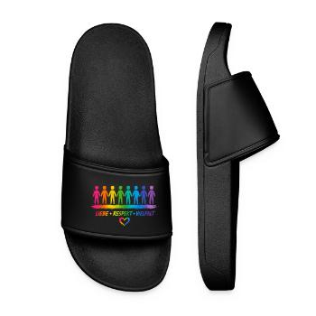 Buntes Diversity & Pride Design - Frauen Badelatschen - Schwarz - Vorne