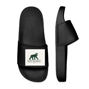 Mad Monkey Vintage Logo Illustration - Women’s Pool Sliders - black - Front