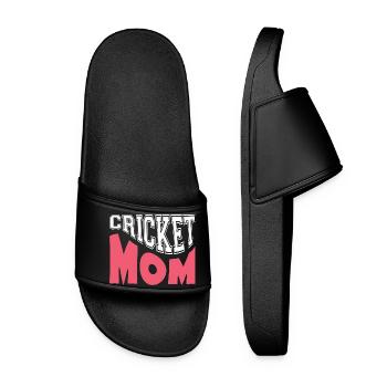 Cricket Mom Proud Sports Mom Gift - Women’s Pool Sliders - black - Front