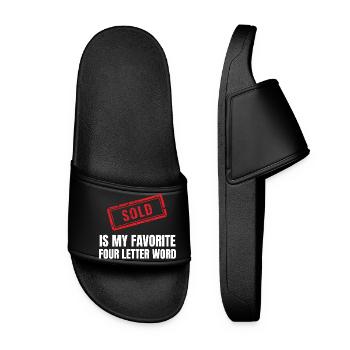 Real Estate Agent Realtor Home Seller Marketing - Women’s Pool Sliders - black - Front