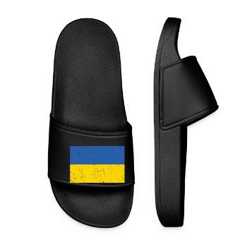 Ukraine Flag Distressed Cool - Women’s Pool Sliders - black - Front