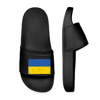 Ukraine Flag Distressed - Women’s Pool Sliders - black - Front