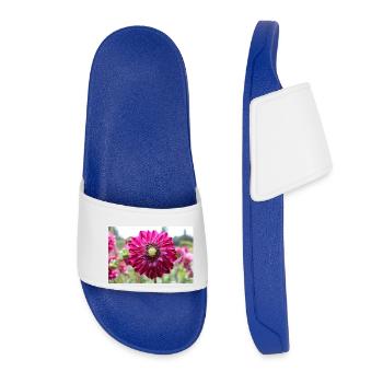 Dahlie rot violett Blüte ,Blume - Frauen Badelatschen - Königsblau - Vorne